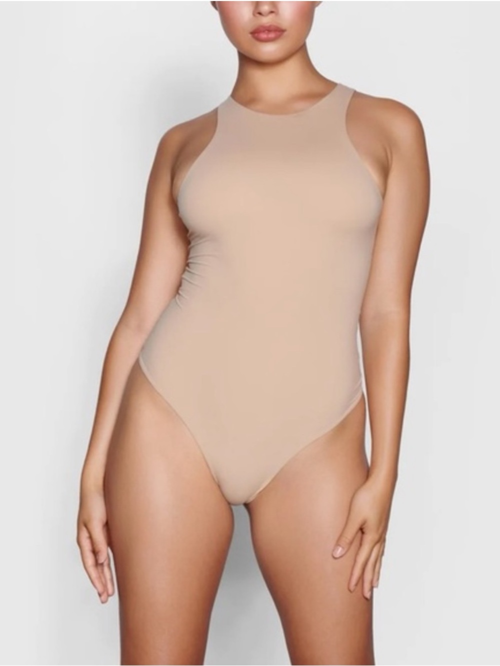 Skims Fits Everybody High Neck Body Suit Clay Medium